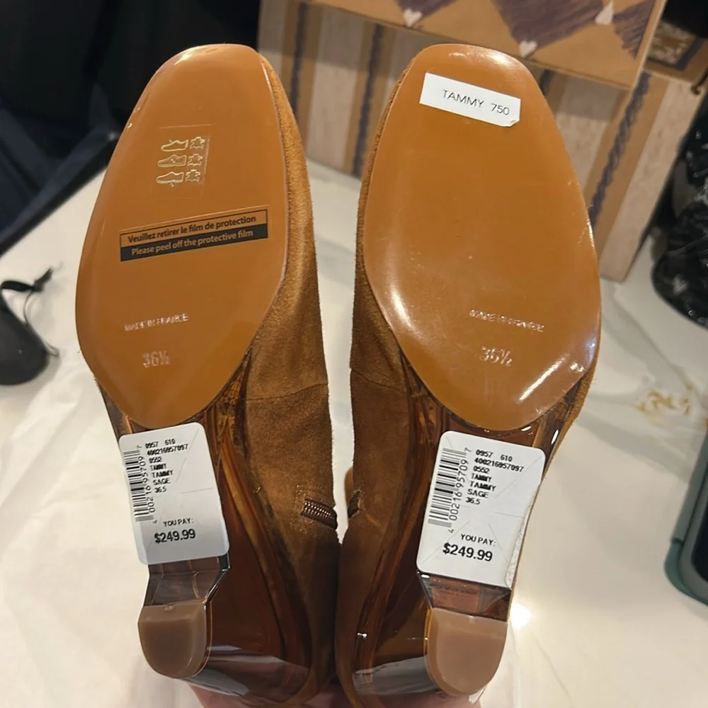 Robert Clergerie Suede Ankle Booties in Cognac Brown
